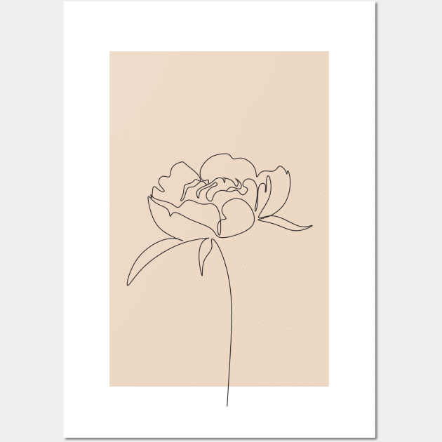 Peony line drawing minimalist flower design Wall Art by From Mars